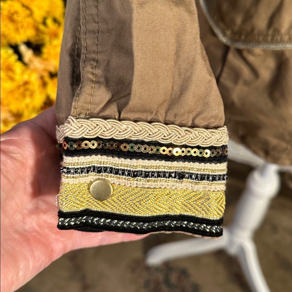 Willow & Clay Brown Hooded Jacket with Pockets Gold and Black Accents - Picture 6 of 9